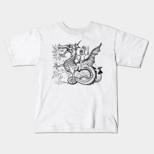 Little Saint George and The Dragon Black & White Kids T-Shirt